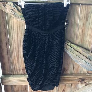 Giambattista Valli for Impulse Strapless Black Velvet Burnout Designer Dress 0